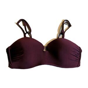 Athleta Swimwear Bikini Top Large Built-In Support Wine Burgundy L